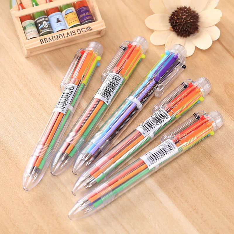 

Kawaii Cute Multicolor Ballpoint Pen Multifunction Ball Pen With 8 Colors Criativa Papeterie School Chancery Office Supplies