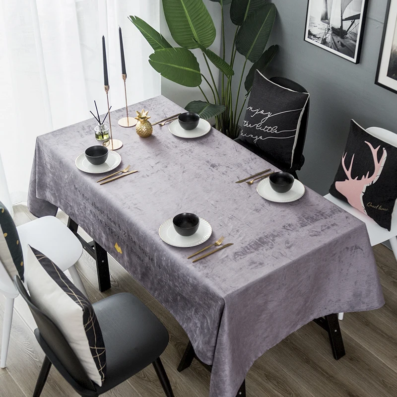 

Light luxury customization Simple waterproof tablecloth Velvet ins party table mat Chenille coffee table dressing table cover