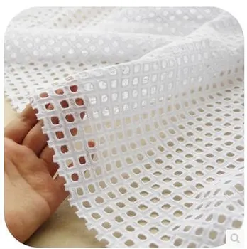 

cotton lace fabric with hollowed out checks 5yards
