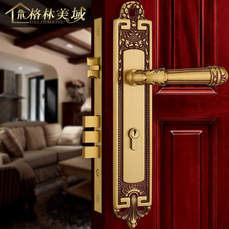European full copper door lock pure copper interior door lock bedroom solid wood door lock American handle lock European full copper door lock pure copper interior door lock bedroom solid wood door lock American handle lock