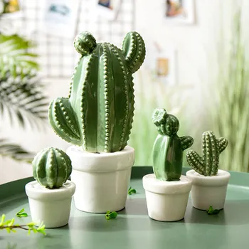 

American Creative Ceramic Cactus Potted Small Ornaments Home Accessories Living Room Bedroom Desk TV Cabinet Decoration