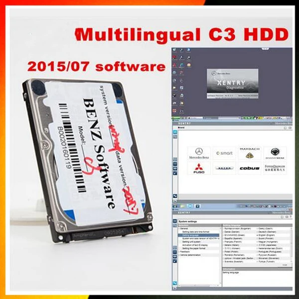 Новейшее программное обеспечение Топ-рейтинг MB Star C3 HDD с V2015.7 версия на нескольких языках для почти всех ноутбуков