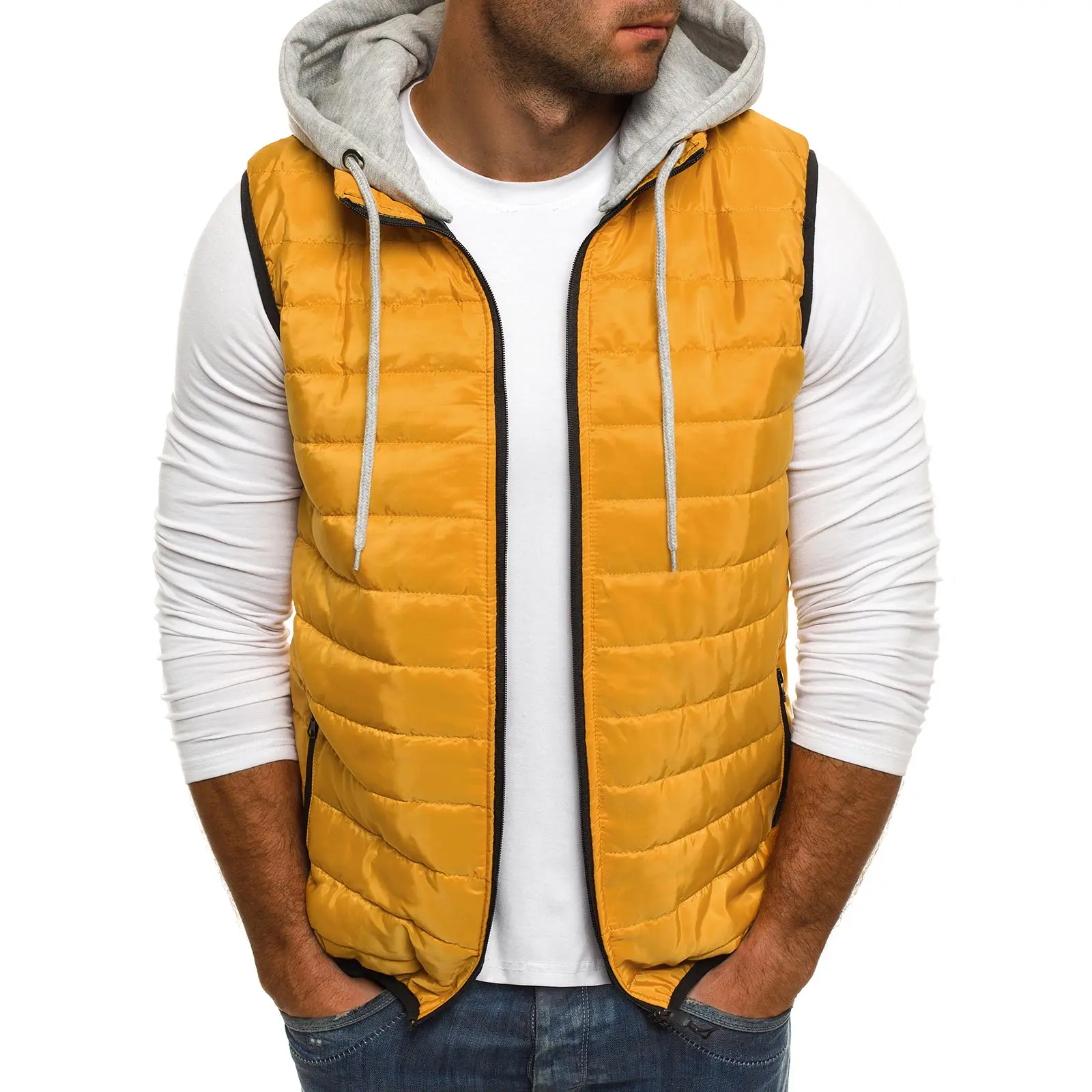 

ZOGAA Causal Hooded Sleeveless Men Coat Winter Solid Simple Vest Down Jacket 5 colors