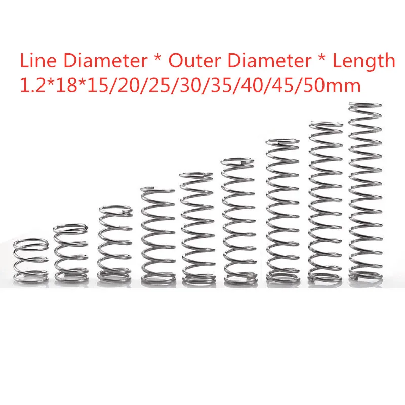 

10pcs 304 stainless steel short compression spring Wire diameter 1.2* outside diameter 18* length 15-50