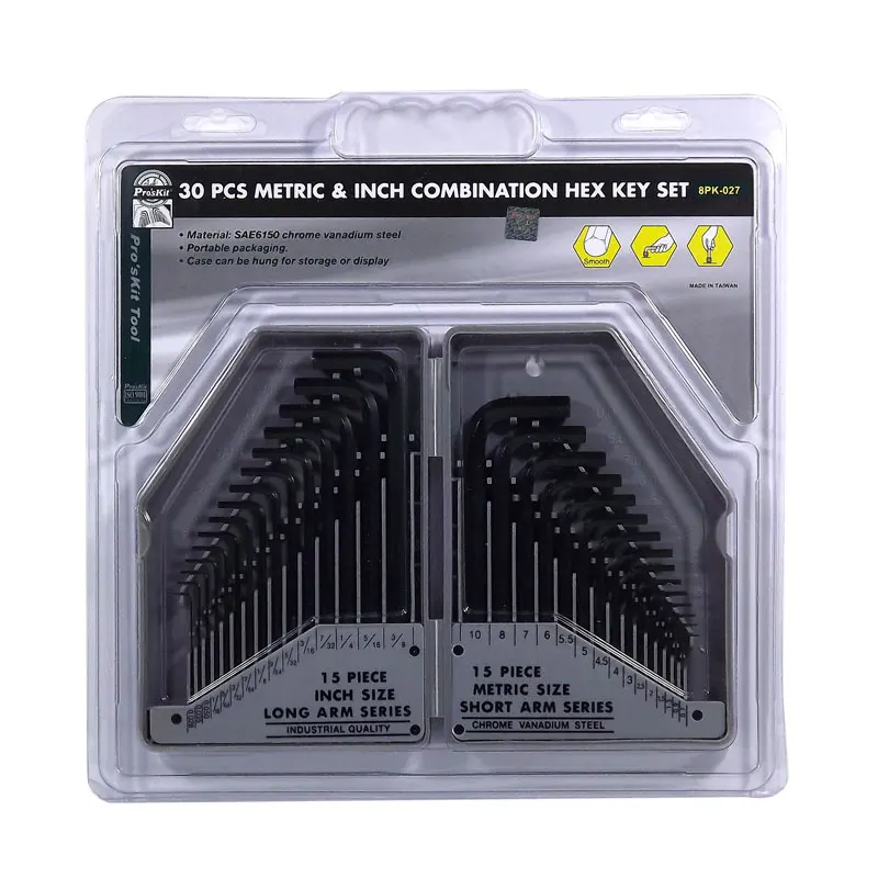 

ProsKit 30Pcs Metric & Inch Standard Allen Wrench Hex Key Set Toolkit Short Long Arm Repair Hand Tools ferramenta