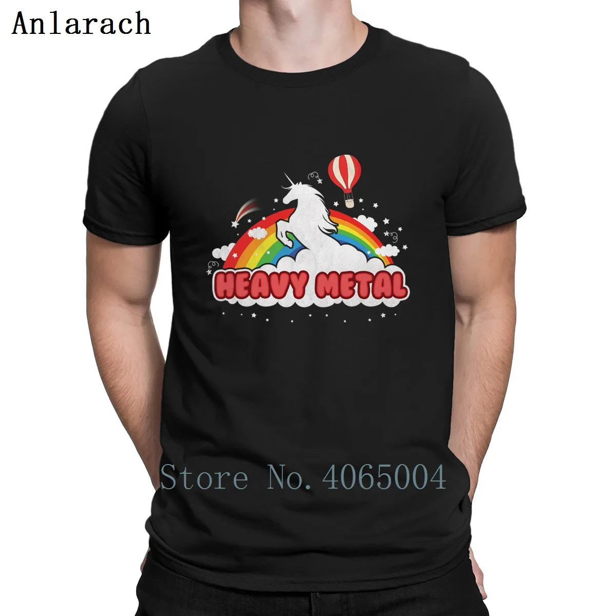

Heavy Metal Unicorn And Rainbow T Shirt Crazy Humor Tee Shirt Spring Autumn Normal Letter Designer O-Neck Shirt