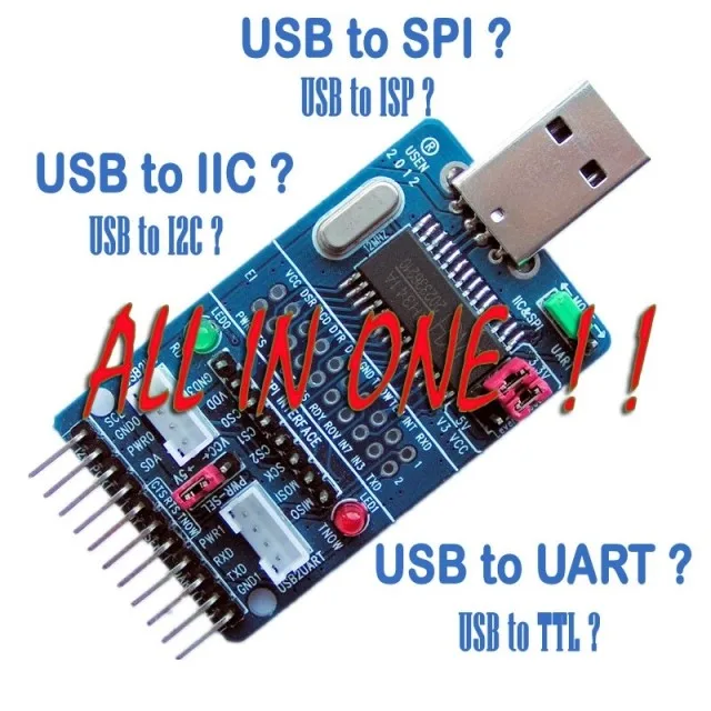 

CH341A USB to I2C/IIC/SPI/UART/TTL/ISP Adapter EPP/MEM Parallel Port Converter