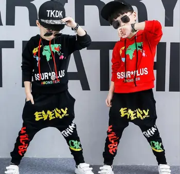 

Children's wear children's suit 2018 autumn suit new boy suit set up in spring and autumn, big boy hooded exercise two pieces