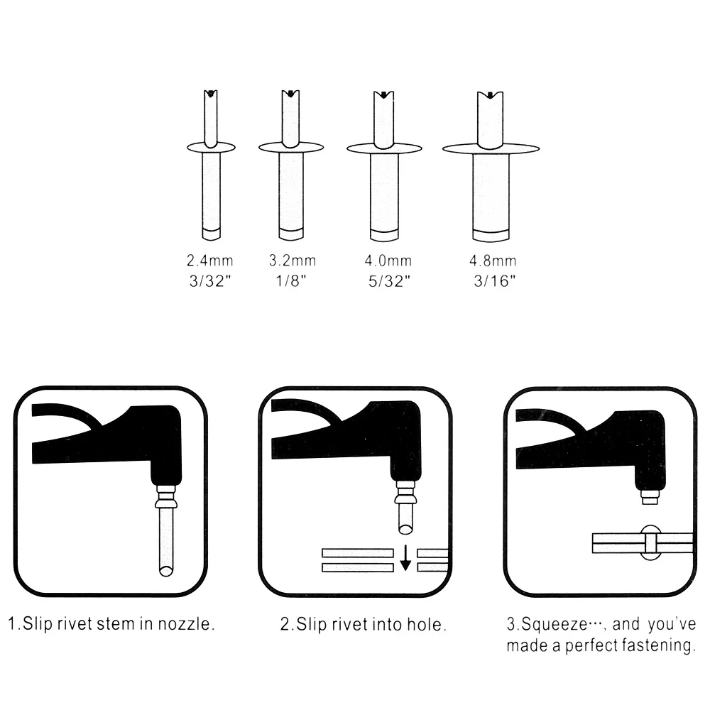 1" поп-инструмент Rivet клепальщик Gun Heavy Duty клепальщик с 1 шт. ключ ручной инструмент заклепки пистолет для 2,4 мм/3,2 мм/4,0 мм/4,8 мм