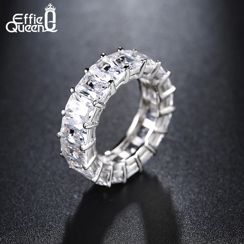 

Effie Queen Lover Promise Ring with Cubic Zirconia Crystal Silver Color Female Rings Wedding Band Engagement Jewelry HOR146