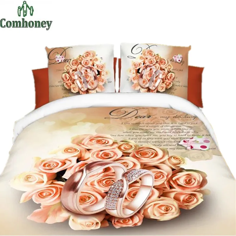 Bedroom Set Home Textile 4pcs Romantic Print Crib 3d Bedding Sets Bedclothes Bed Setting Polyester Sheets Bedroom Set Home Textile 4pcs Romantic Print Crib 3d Bedding Sets Bedclothes Bed Setting Polyester Sheets