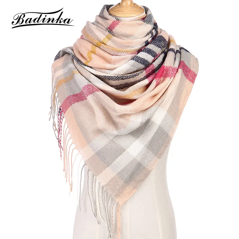 Badinka 2018 New 12Color Autumn Winter font b Tartan b font Plaid Scarf Cashmere Shawls Women