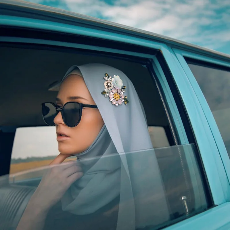 Мусульманский шифоновый хиджаб шарф abaya шапки тюрбан Femme Жемчуг Цветочный платок мусульманская одежда Малайзия шарфы Femme Musulman
