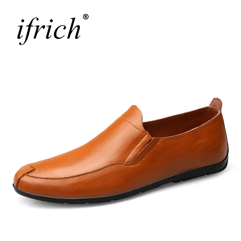 

Ifrich New Arrival Big Size Men Shoes Men Luxury Brand Slip On Mens Casual Shoes Black Brown Plus Size 38-47 Driving Shoes