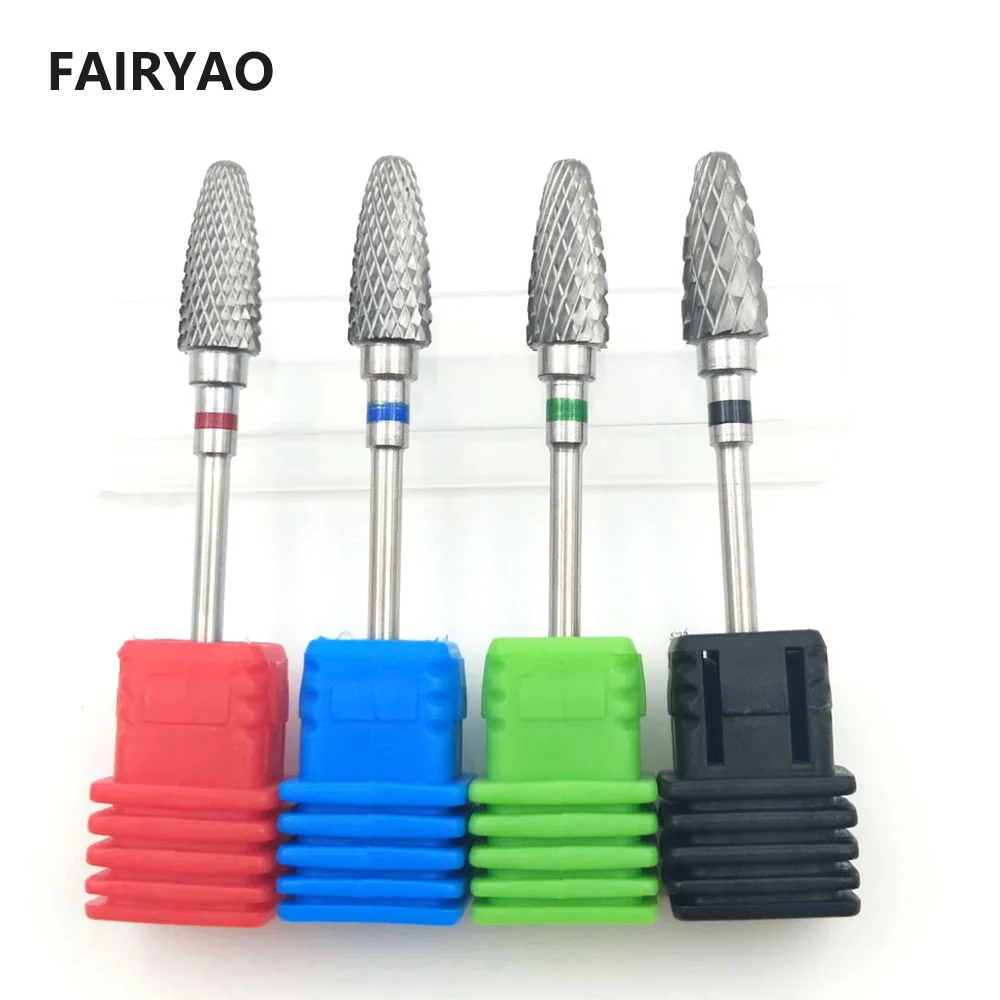 

FAIRAO Bullet Tungsten Carbide Nail Drill Bit 3/32" Foot Cuticle Clean Burr Bits For Manicure Nail Drill Accessories Gel Removal