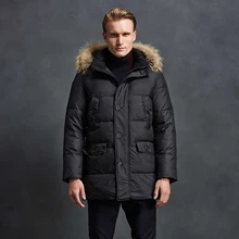 2017 Men Down Jacket 90% White Duck Down Winter Warm Coat With Raccoon Fur Collar Fashion Jacket Mid-Long Parka Free Shipping