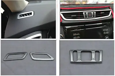 Chrome Silver Inner Air Vent Outlet Cover trim 3pcs for Nissan Qashqai 2014-2016