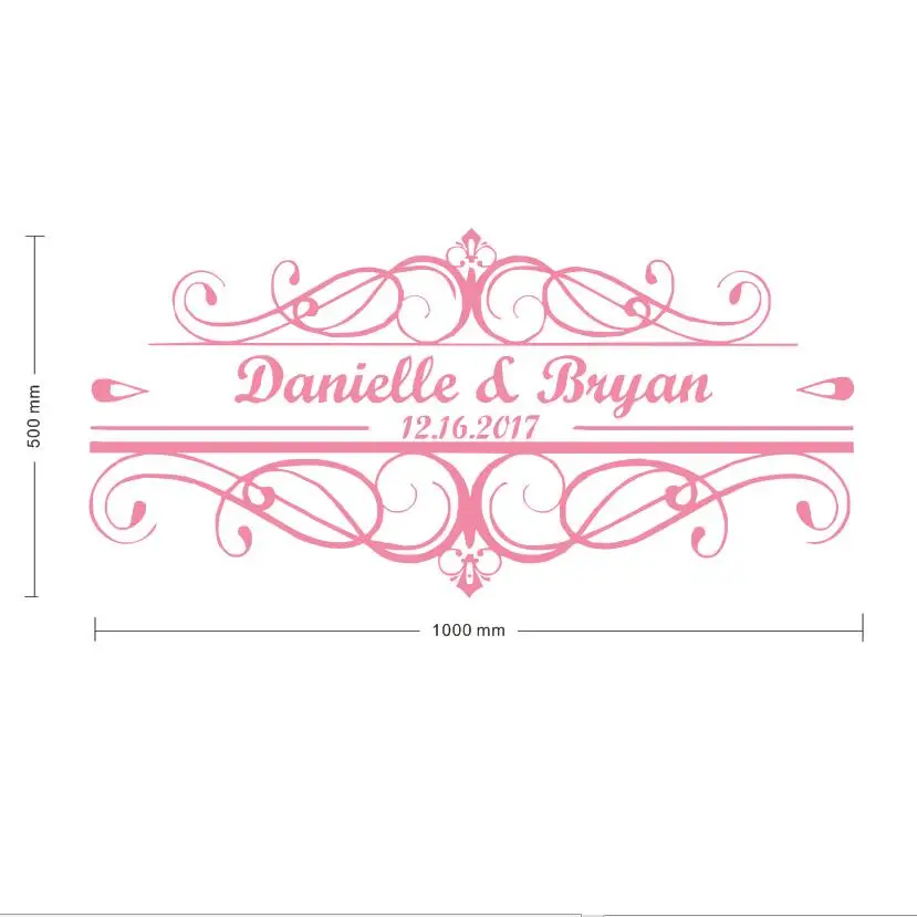 YOYOYU на заказ свадебные наклейки танцпол Декор персонализированные имя вечерние наклейки на пол Съемная монограмма Фреска J926 - Цвет: soft pink