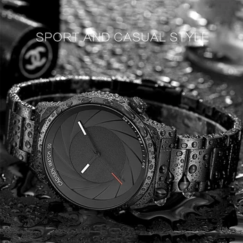 

Men Quartz Watch Waterproof Stainless Steel Band Mens Watches Top Brand Luxury Casual Unique Wristwatch Sport Watch Men Black