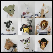 Hot !!! Party Cosplay Creepy Horse Mask Halloween Costume Elephant Unicorn Mask Latex Animal Mask Dog Cat Cow Monkey Lion Mask