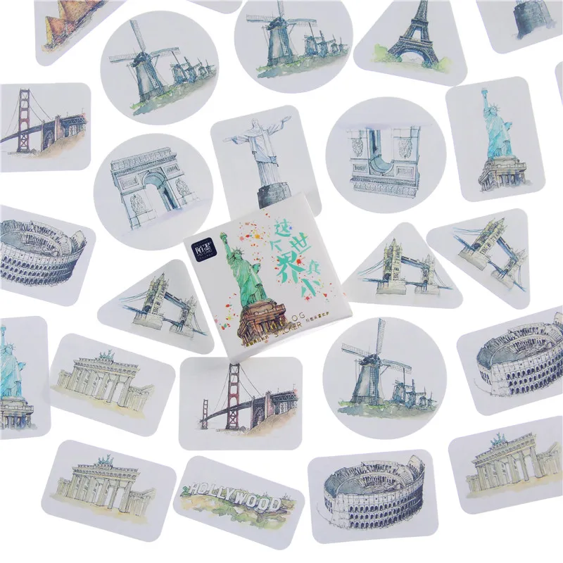 

45PCS/box It's A Small World Scrapbook Paper Lable Stickers Crafts And Scrapbooking Decorative Lifelog Sticker Cute Stationery