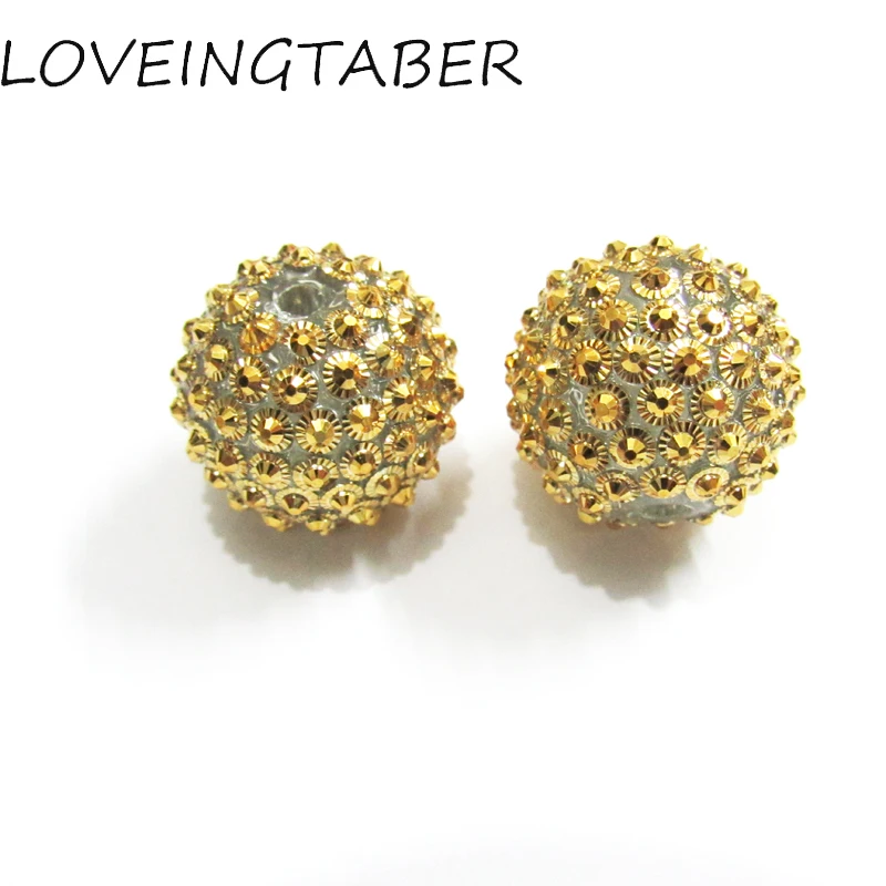 

New Design ! 20mm 100pcs/lot Gold Flower Shape Resin Rhinestone Beads For Chunky Jewelry