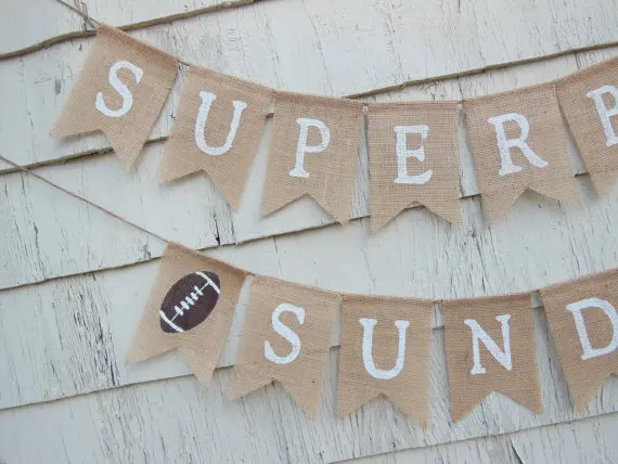 Персонализированные Superbowl футбольная игра мешковины баннеры на день рождения вечерние тканевые гирлянды фото реквизит