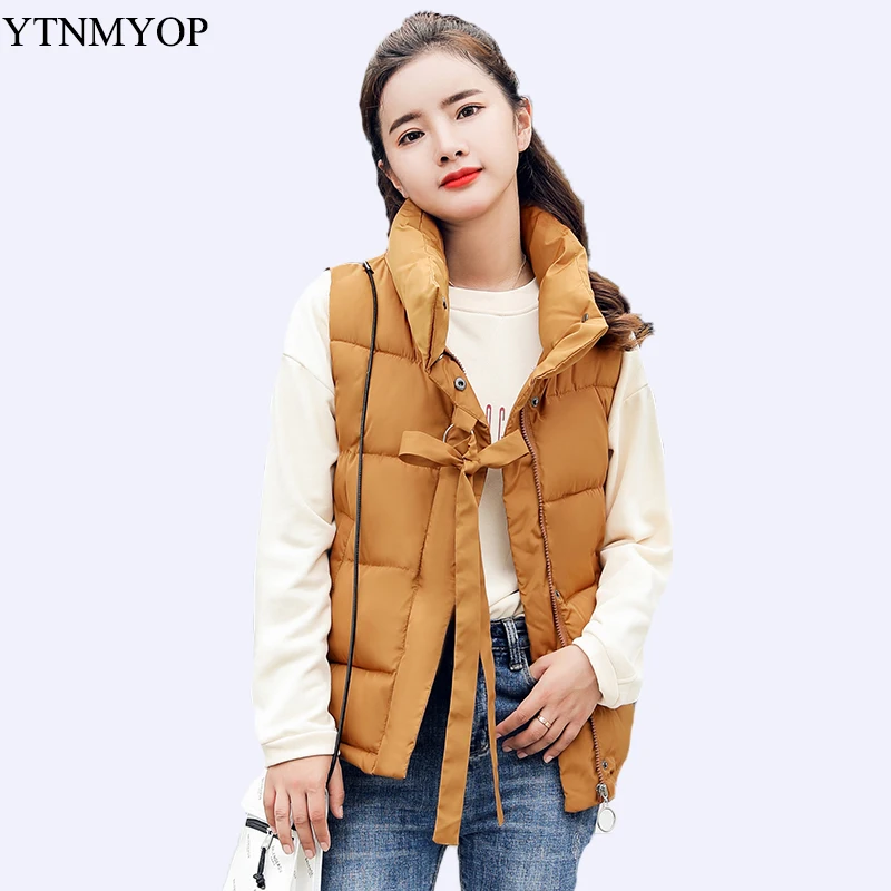 

YTNMYOP 2019 Women Winter Vest Down Cotton Slim Fashion Tops Outerwear Sleeveless Jacket Coat Solid Student Thickening Warm Vest