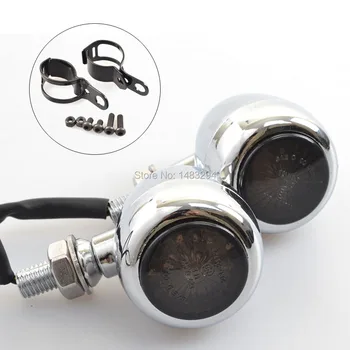 

Chrome Bullet Steel Housing LED Indicator Amber Turn Signal W/ Universal Bracket Fits For Harley Honda Suzuki Yamaha ATV Custom