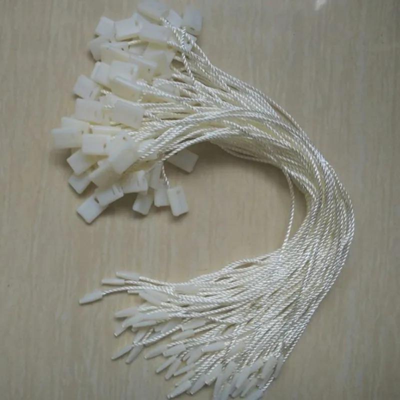 100pcs/lot , 8 inches White/Beige/Black Hang tag Rope Polyester String Snap Lock Pin Loop Tie Fasteners
