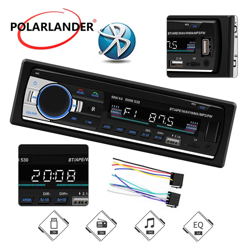 1 Din 4 &quotU диск 530 автомобильное радио Bluetooth 0 AUX Дистанционное управление USB 2 в тире