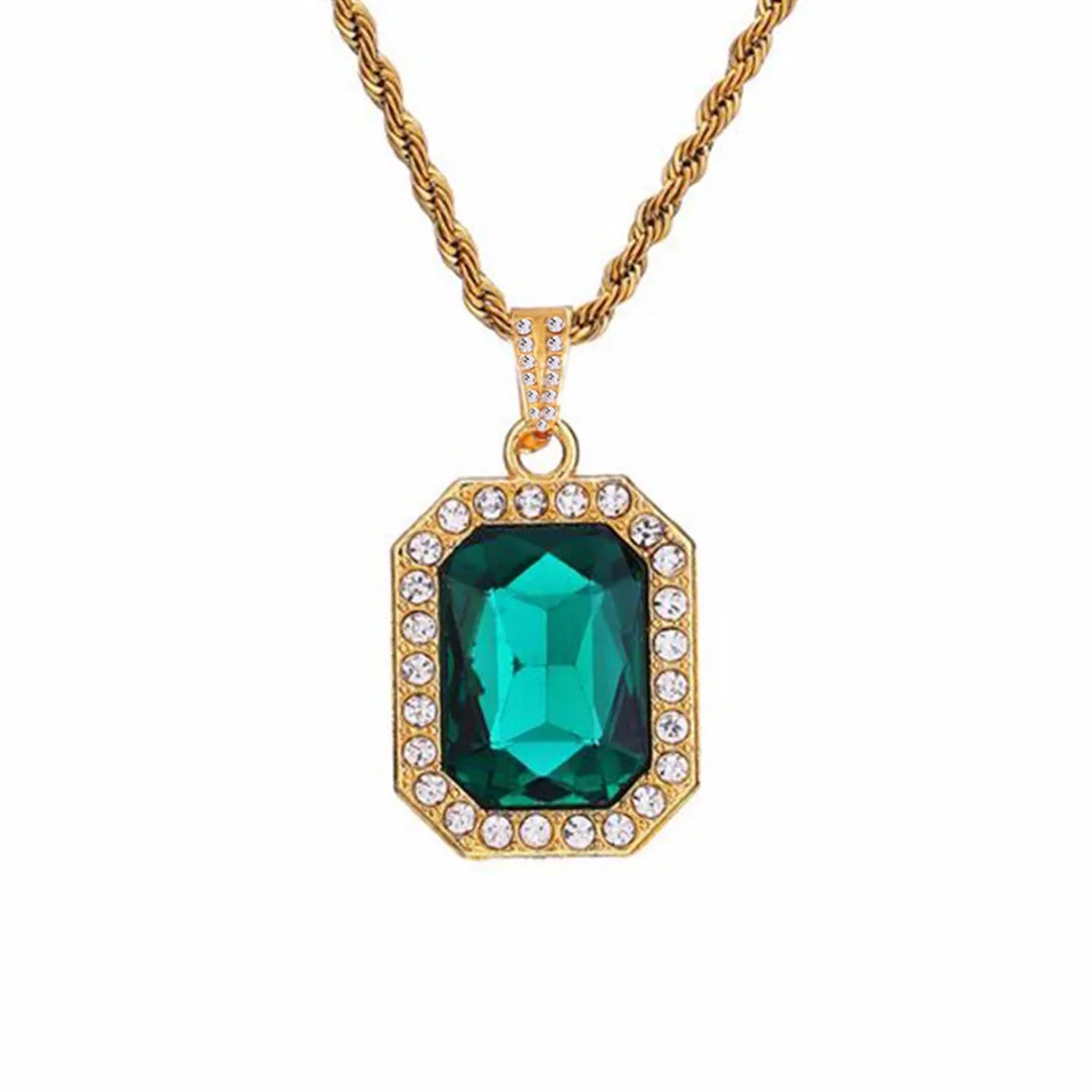 Chic Rhinestone Long Chain Pendant Necklace Shellhard Gold Color Square Crystal Chain Necklaces Unisex Hip Hop Jewelry