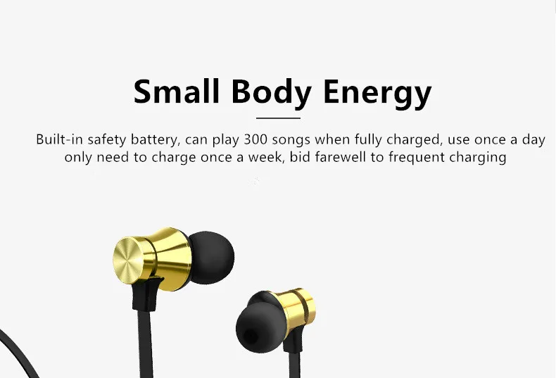 Магнитные беспроводные Bluetooth наушники стерео спортивные водонепроницаемые с