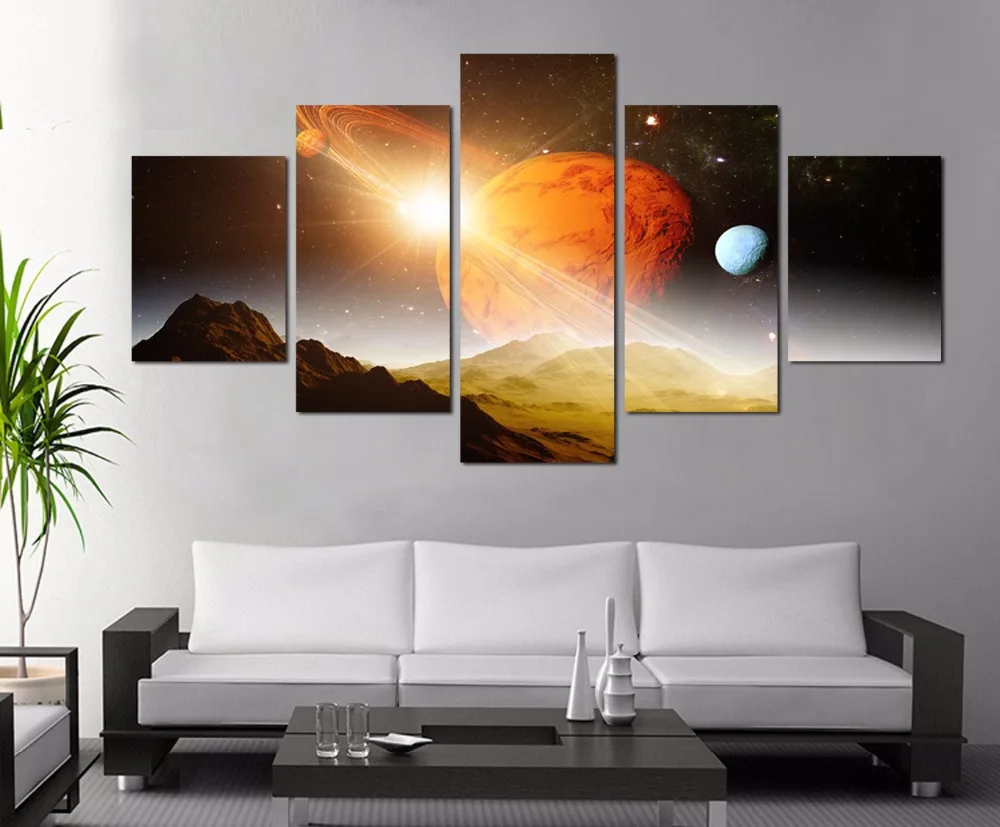 Aliexpress.com : Buy 5 Panel Modern Wall Decor Space Picture Canvas