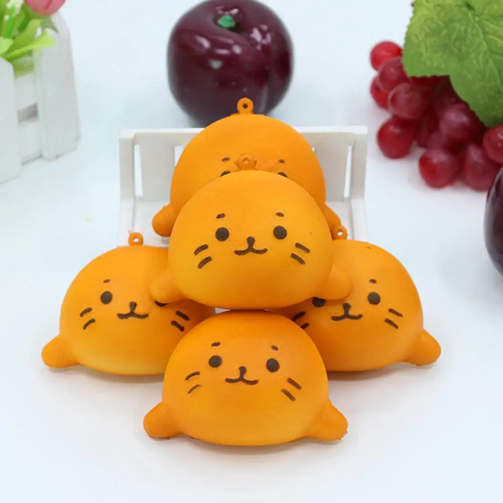 Медленно поднимающийся Kawaii мягкие Squishies отскок белый хлеб шнур PU Squishies облегчить стресс лечебная игрушка моделирования с принтом «головa кота»