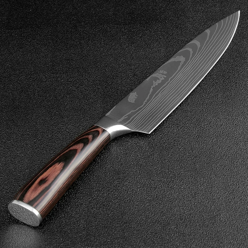 XITUO кухонный нож японский нож набор для приготовления пищи " 5" " 8" дюймов+ лазерный дамасский узор для очистки овощей плод шеф-повара нож кухонный инструмент