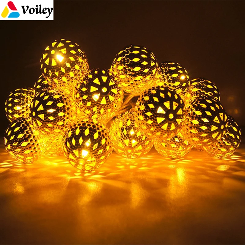 

Home Decorations 3M 20 Leds Morocco Ball Light with Silver Iron for Ornaments Christmas Wedding Birthday Party Bedroom Decor,W