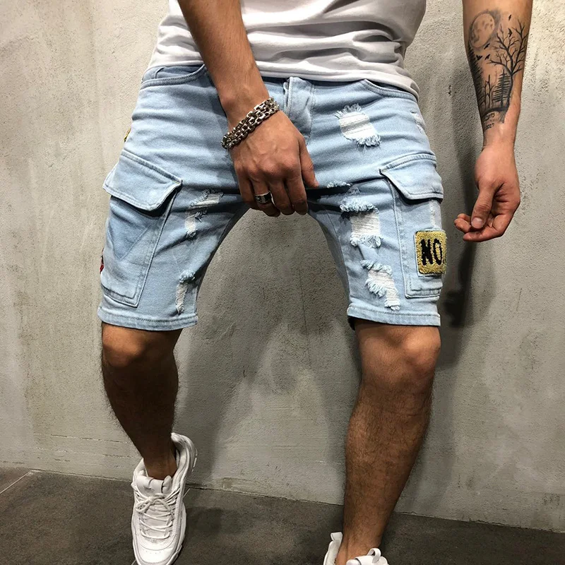 2019 Summer Thin Short Jeans Men Skinny Denim Shorts Fashion Streetwear Hip Hop Casual Beach Zipper fly Straight Pants