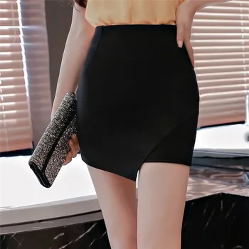 

2019 New Women Sexy Bodycon Mini Summer Skirts Korean High Waist Irregular Package Hip Pencil Skirt Female Black Short Skirt