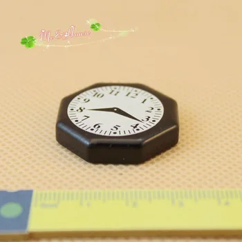 

MINI Doll house Mini octagonal small clock ornaments simple wooden small sticker wall clock