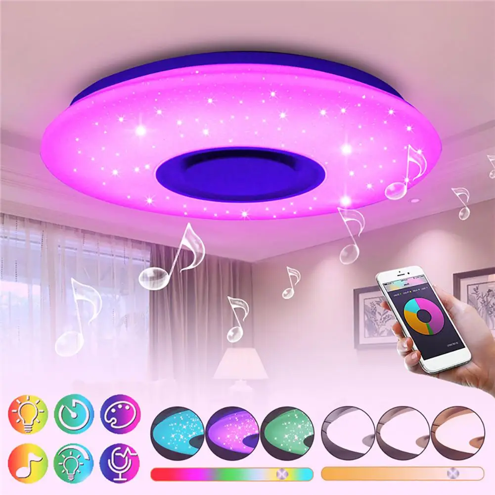 

24W Starry Sky Dimmable LED Ceiling Light Bluetooth Speaker APP Control Lamp