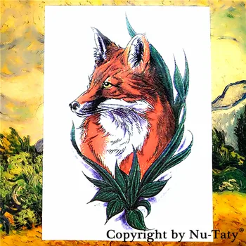 

SHNAPIGN Fox Prairie Temporary Tattoo Body Art Flash Tattoo Stickers 21*15cm Waterproof Car Styling Home Decor Wall Sticker