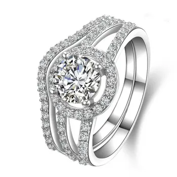 

test positive 2CT Moissanite Engagement Ring Sterling Silver Fine Jewelry White Gold Cover Ring