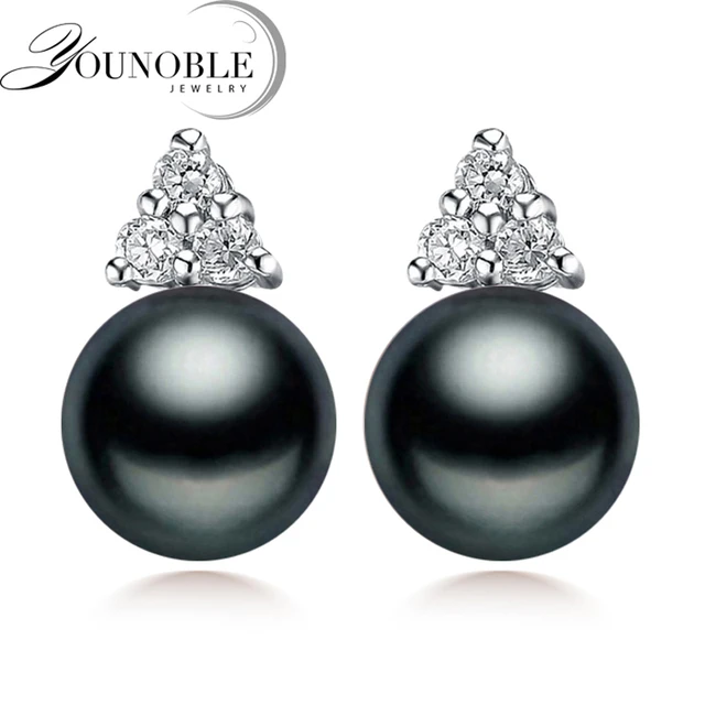 Buy 100 genuine black pearl earrings for women real