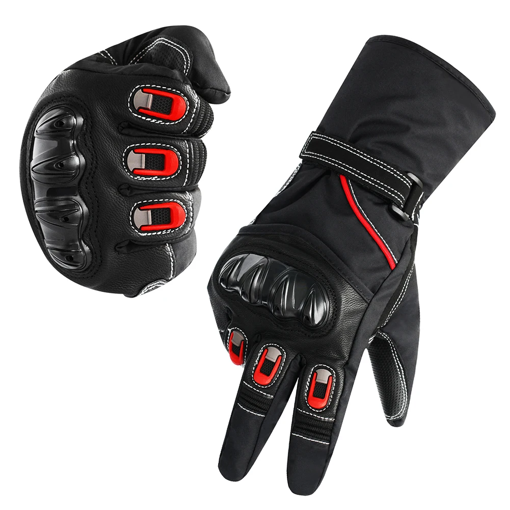 2 шт./пара мотоциклетные зимние Бархатные перчатки для верховой езды дропшиппинг полный палец противоскользящие сенсорный экран снегозащитные теплые гоночные перчатки - Цвет: Черный