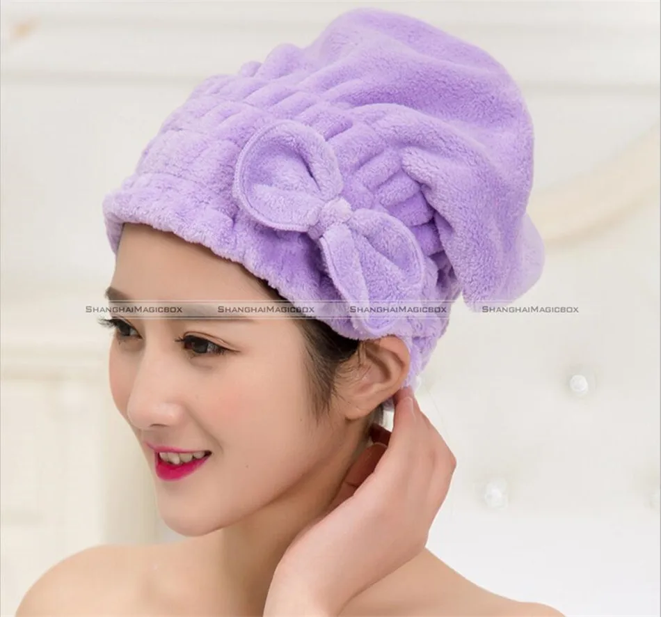 New Womens Microfiber Quick Dry Hair Bath Hat Cap Super Absorbent Towel Thick Turban Hair drying