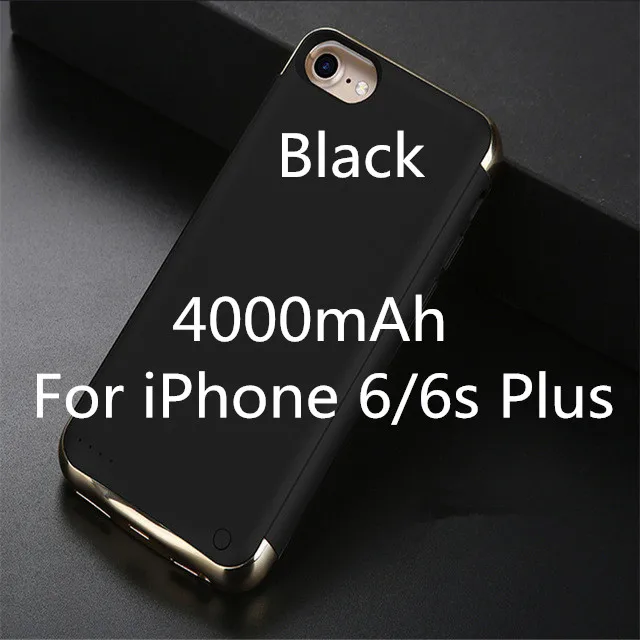 Мощность банка чехол для iPhone 6/6s/iPhone 7 Plus/8 Расширенный телефон Батарея Мощность чехол для iPhone 6 Plus/6s/7/8 Plus Портативный Батарея Зарядное устройство Чехол - Цвет: Black For 6 6s Plus