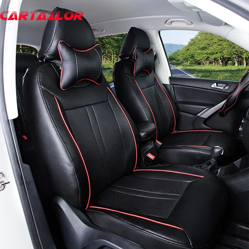 CARTAILOR PU leather Car Seat Cover Set Custom Fit for Mitsubishi