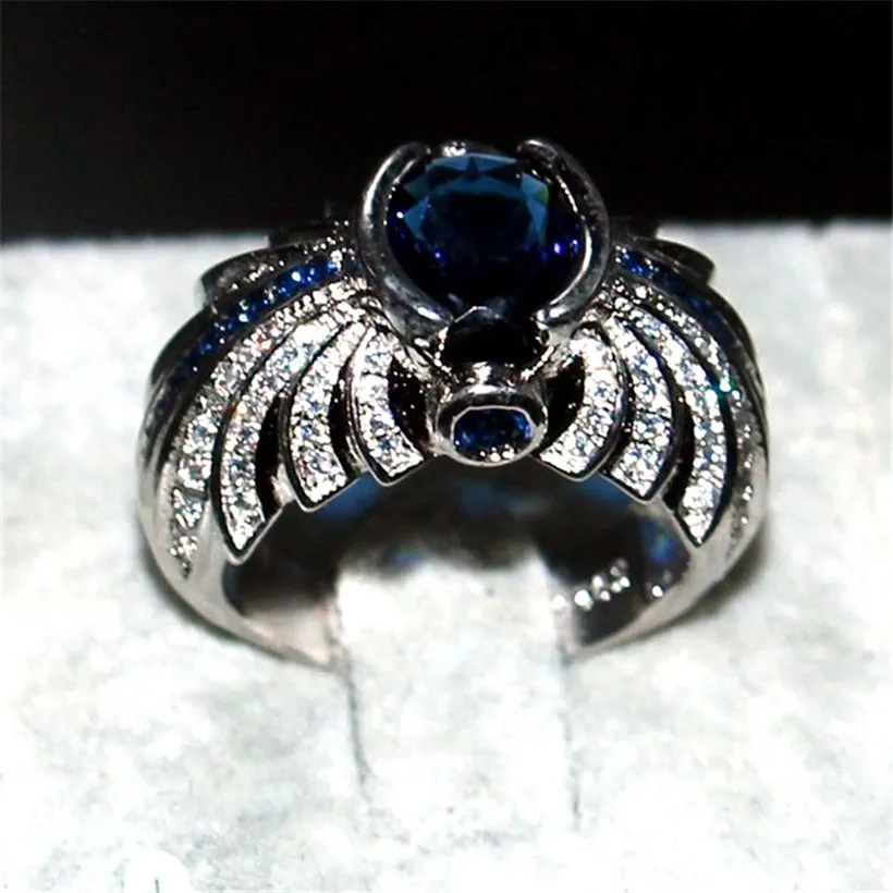 choucong Jewelry Men's 925 Sterling Silver Ellipse Blue 5a Zircon Stone Pave cz ring Engagement Wedding Bands boy Size 8-13 gift