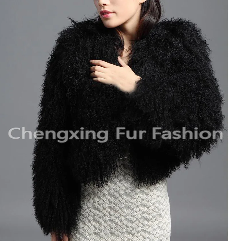 CX-G-A-25A Последняя мода Desgin натуральный мех монгольского ягнёнка пальто для женщин наивысшего качества